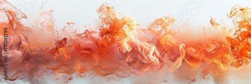orange and red smokes on a white background. The smokes billow upwards, creating an abstract and vibrant display