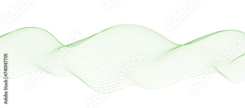 Abstract wavy green background. Thin line wavy abstract vector background. Curve wave seamless pattern. Line art striped graphic template design