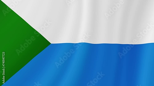 Khabarovsk Krai Waving Flag. Realistic Flag Animation. photo