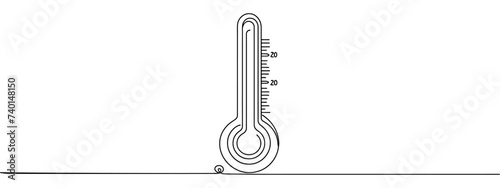 Continuous single line sketch drawing of various types of thermometers. Vector illustration one line of medical temperature measurement