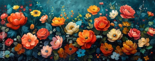 Tableau sur toile Blossoming spring wallpaper vibrant florals dance natures revival