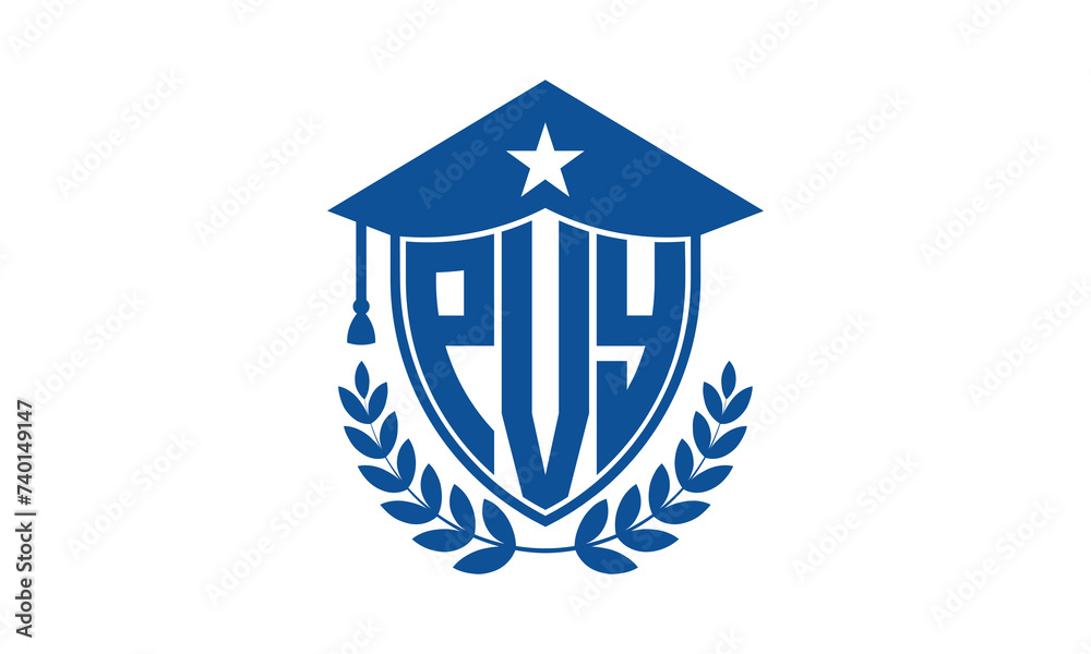 PVY three letter iconic academic logo design vector template. monogram, abstract, school, college, university, graduation cap symbol logo, shield, model, institute, educational, coaching canter, tech PVY three letter iconic academic logo design vector template. monogram, abstract, school, college, university, graduation cap symbol logo, shield, model, institute, educational, coaching canter, tech
