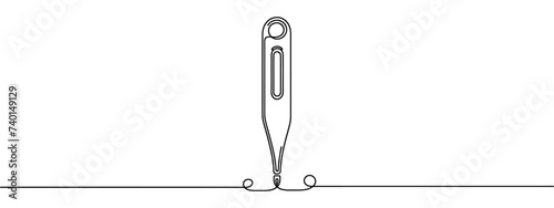 Continuous single one line drawing of various types of thermometers. Vector illustration of medical temperature measurement. photo