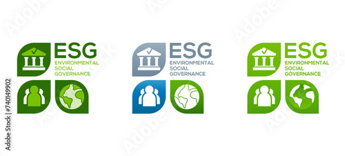 ESG Environmental Social Governance. Abstract leaf shape. Concept of sustainable, environmental. Vector icon, logo illustration template. photo