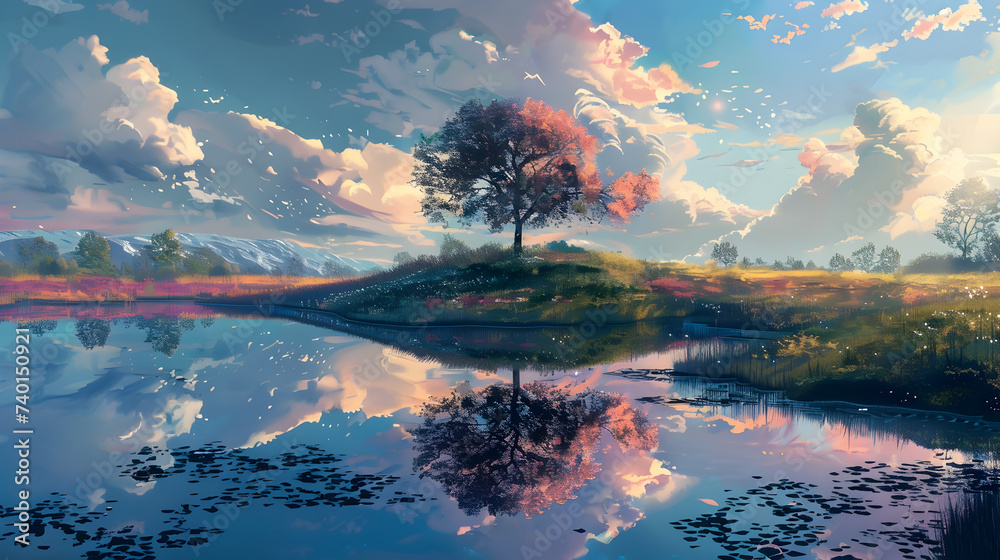 Watercolor sky cloudscape serene atmosphere,
Serene Skies A pasteltoned landscape inspired