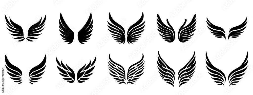 Wings. Elements for design. Vector illustration. Wings. Elements for design. Vector illustration.