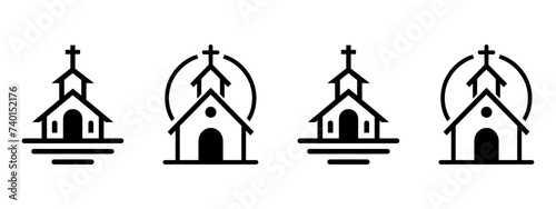 Vector church icon set. Illustration flat design style