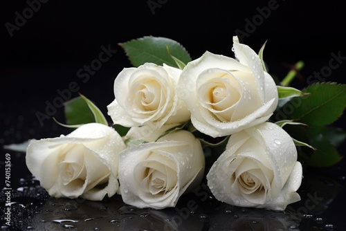 White roses displayed on a table, suitable for various occasions