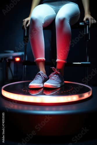 A person sitting on a chair with a red light. Suitable for various concepts and designs