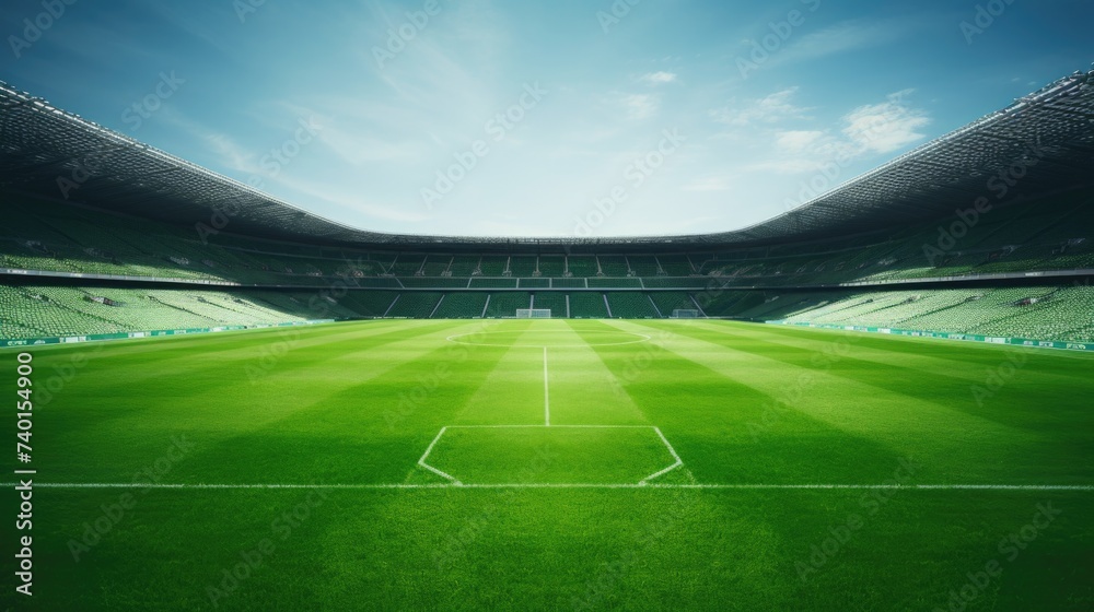 A soccer field with a goal in the middle, suitable for sports and recreation concepts A soccer field with a goal in the middle, suitable for sports and recreation concepts