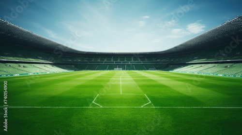 A soccer field with a goal in the middle, suitable for sports and recreation concepts © Fotograf