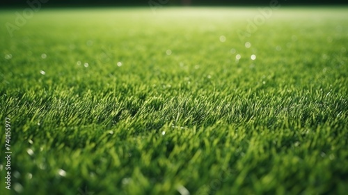 Fresh green grass with sparkling water droplets. Suitable for nature and environmental themes