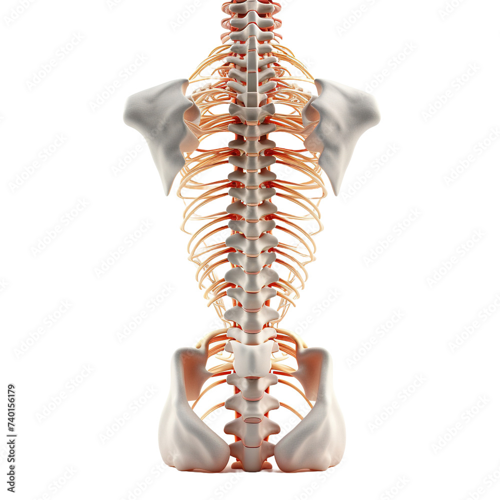 Fototapeta premium Human spine anatomy on white or transparent background