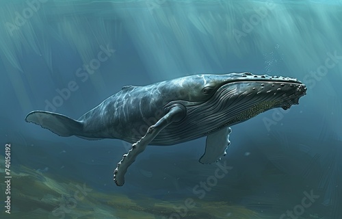 Marine biology marvel: majestic whale exploring its aquatic kingdom. Generated by AI