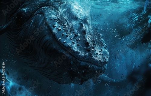 Serene marine life: gentle giant whale in its vast oceanic habitat. Generated by AI