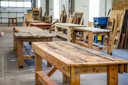 Reclaimed wood furniture workshop Where participants design and create their own pieces Learning woodworking skills and sustainable material use. © Lucija