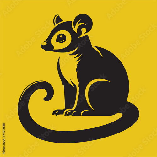 Minimalist Silhouette Vector design of a Kinkajou