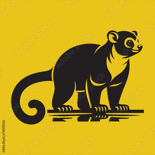 Minimalist Silhouette Vector design of a Kinkajou