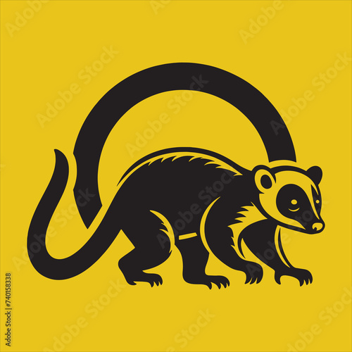 Minimalist Silhouette Vector design of a Kinkajou