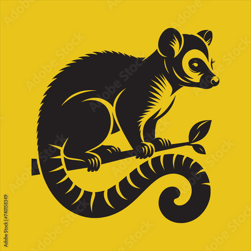 Minimalist Silhouette Vector design of a Kinkajou