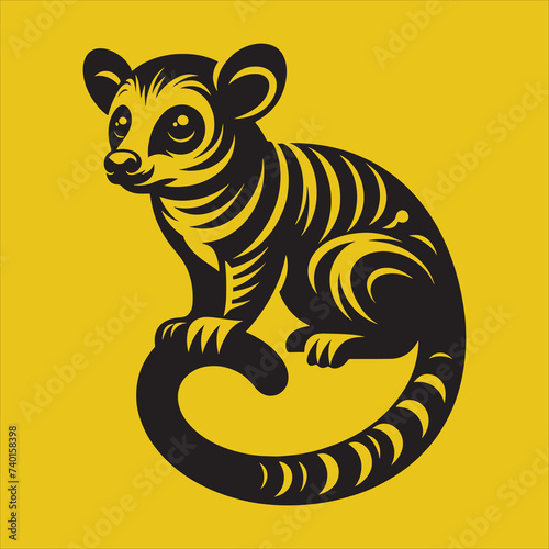 Minimalist Silhouette Vector design of a Kinkajou