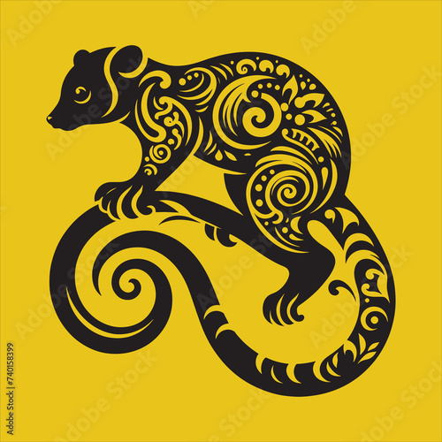 Minimalist Silhouette Vector design of a Kinkajou