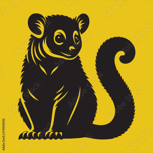Minimalist Silhouette Vector design of a Kinkajou