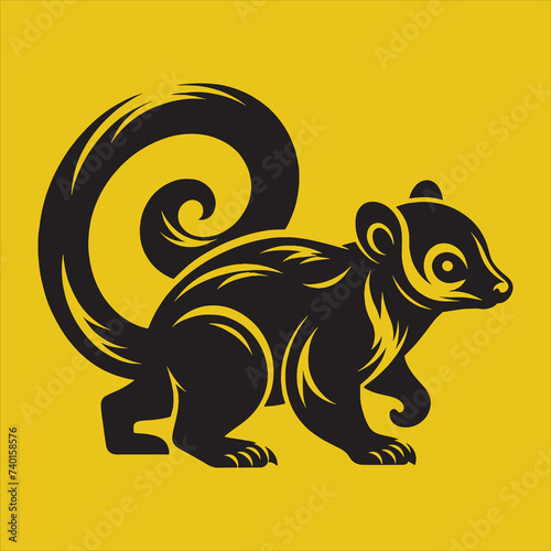 Minimalist Silhouette Vector design of a Kinkajou