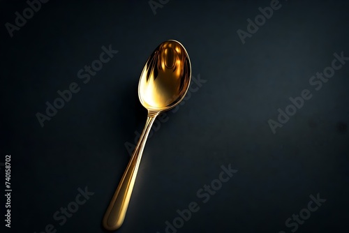  Solid gold spoon on clear dark background