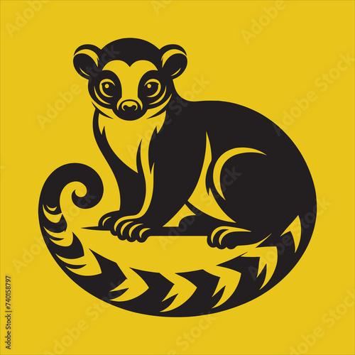 Minimalist Silhouette Vector design of a Kinkajou