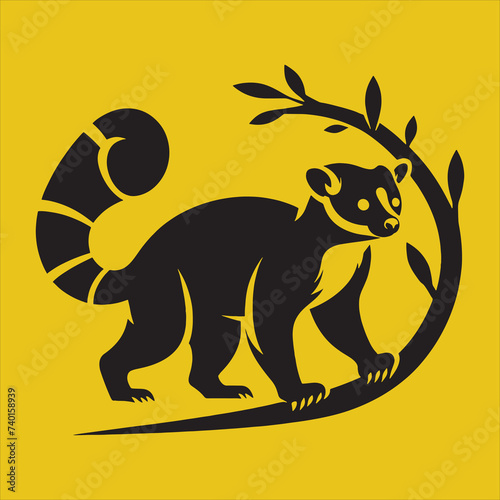 Minimalist Silhouette Vector design of a Kinkajou