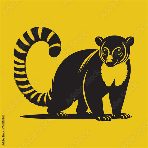 Minimalist Silhouette Vector design of a Kinkajou