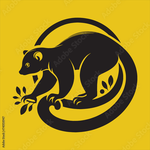 Minimalist Silhouette Vector design of a Kinkajou