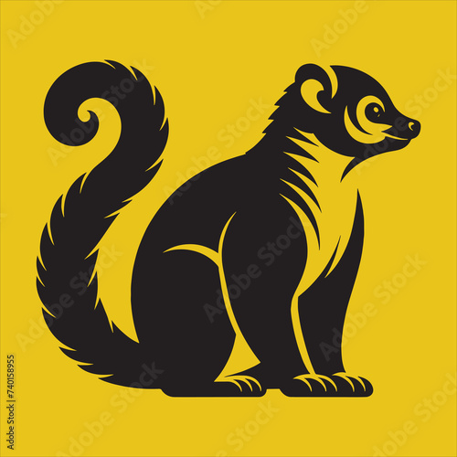 Minimalist Silhouette Vector design of a Kinkajou