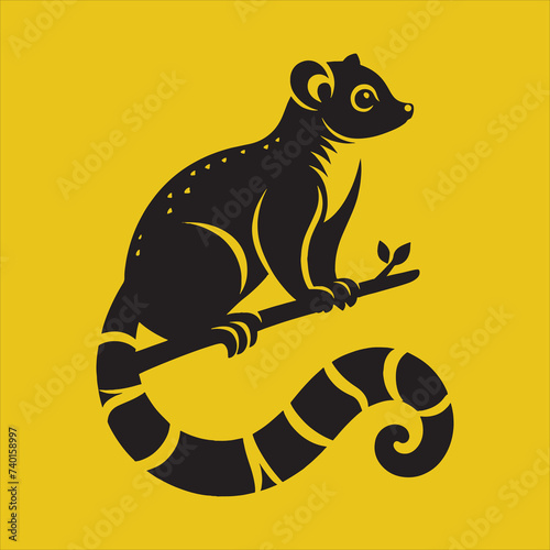 Minimalist Silhouette Vector design of a Kinkajou