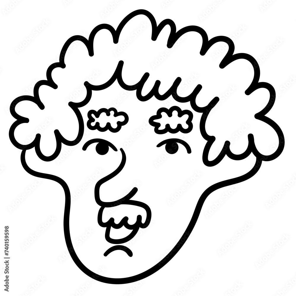 character portrait in doodle style in vector. line art for avatar design sticker coloring postcard poster print character portrait in doodle style in vector. line art for avatar design sticker coloring postcard poster print