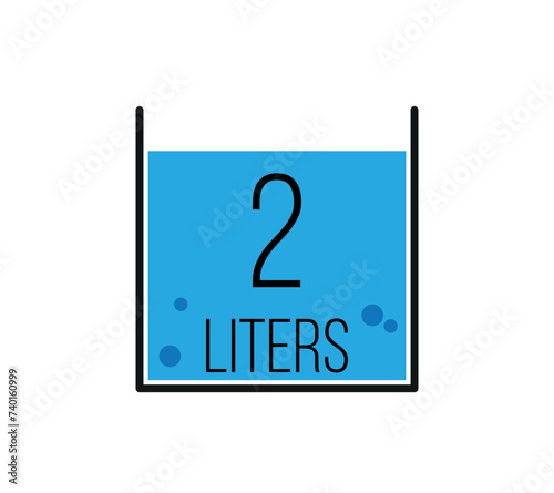 2 liters icon vector design. Liquid measure in liters isolated on white background