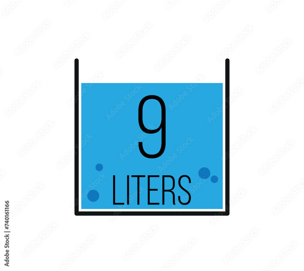 9 liters icon vector design. Liquid measure in liters isolated on white background 9 liters icon vector design. Liquid measure in liters isolated on white background