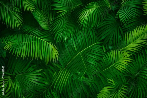 green leaves background  A tropical green leaves background  lush and vibrant  fills the frame with a symphony of verdant hues. The leaves sway gently in the warm breeze  creating a sense of tranquili