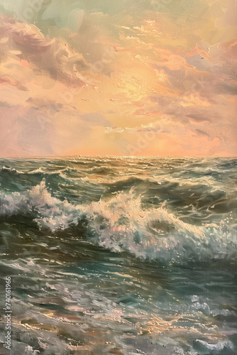 Tranquil Seascape Art: Light Style Oil Painting on Canvas