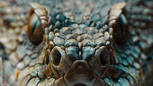 close up macro view of a rattlesnake face photo