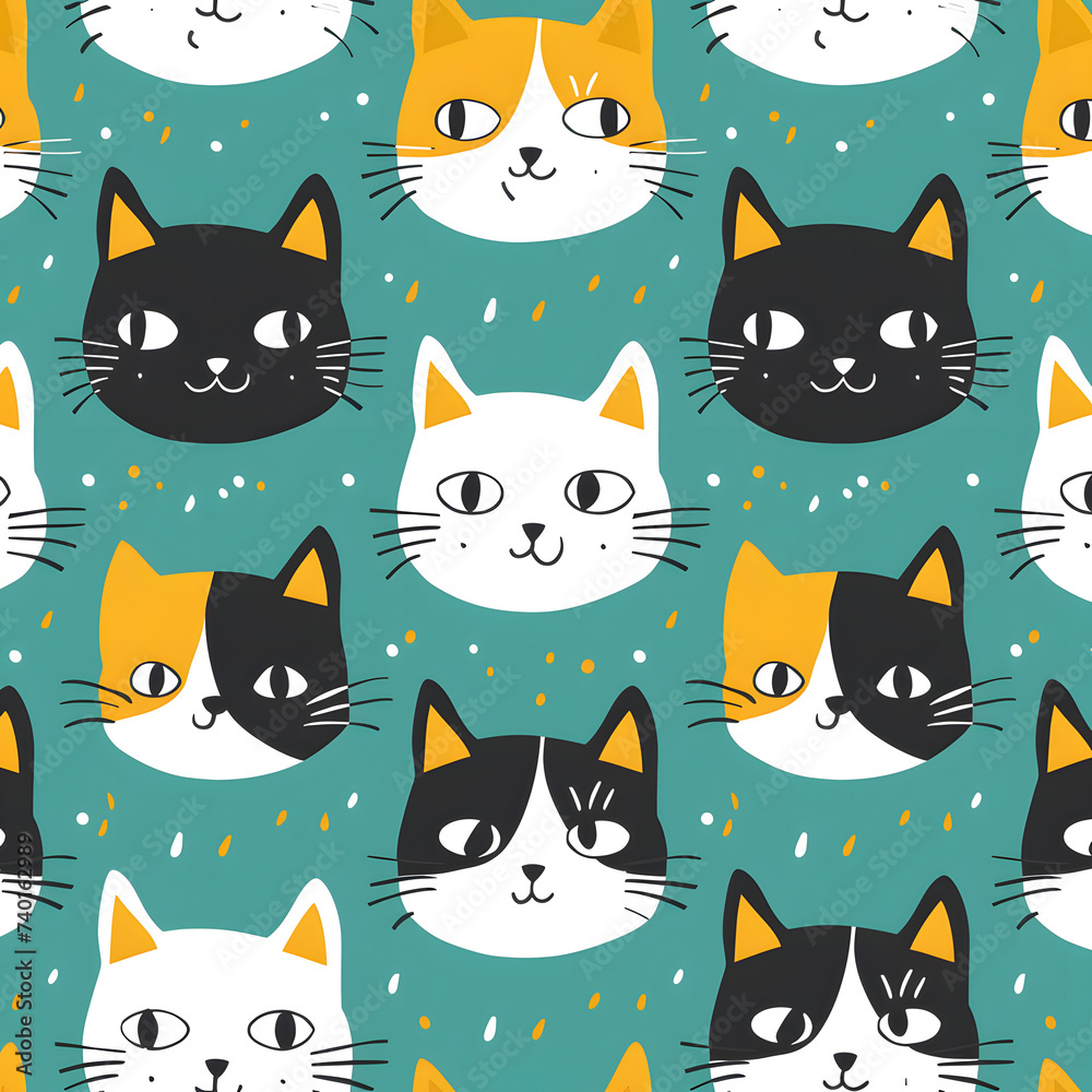 Cute cat seamless pattern. Animal background. Cute cat seamless pattern. Animal background.
