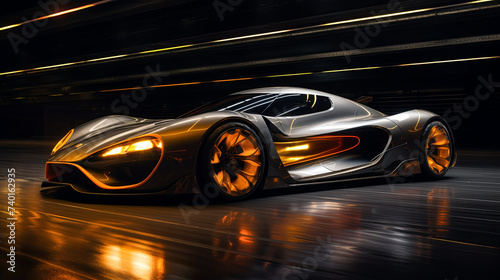 Racing car s aerodynamic body kit enhancements shine amidst energetic outdoor settings.