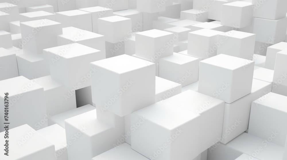 A large group of white cubes in a room. Perfect for architectural design projects A large group of white cubes in a room. Perfect for architectural design projects