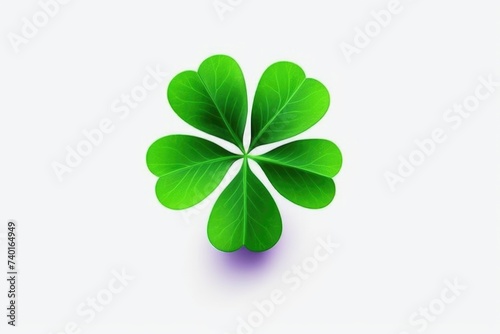A four leaf clover isolated on a plain white background. Suitable for luck and nature concepts