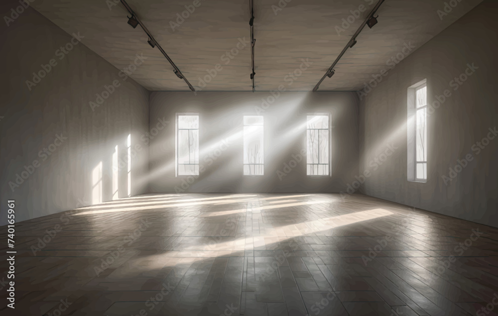 Ethereal Splendor: A Captivating 3D Render of an Empty Room Bathed in Light Colors, Embellished with Sublime Beauty
