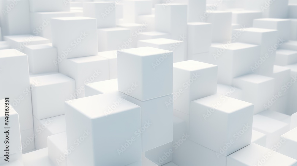 A room filled with white cubes, minimalist and modern. Suitable for interior design concepts A room filled with white cubes, minimalist and modern. Suitable for interior design concepts
