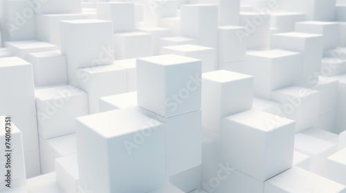 A room filled with white cubes  minimalist and modern. Suitable for interior design concepts