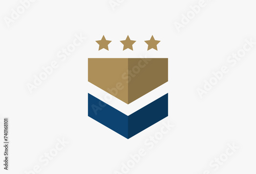 Army Rank Black Logotype Icon. Military Badge Insignia Symbol. Chevron Star and Stripes Logo. Soldier Sergeant, Major, Officer, General, Lieutenant, Colonel Emblem. Isolated Vector Illustration