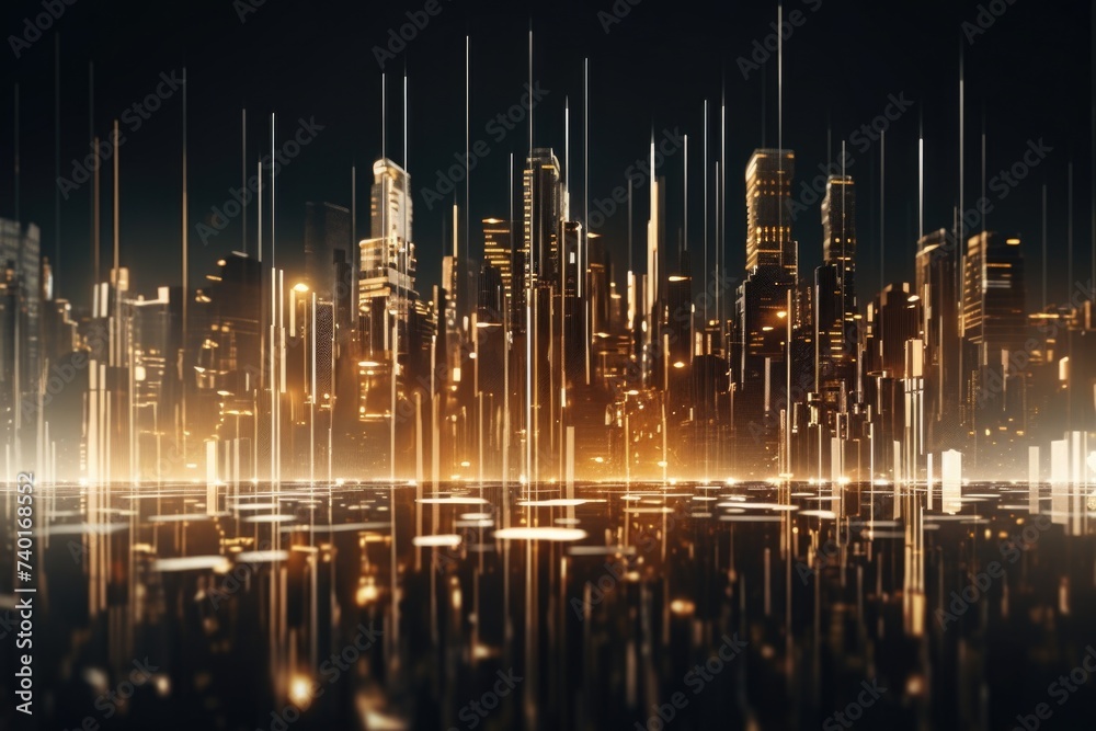 A cityscape at night with vibrant lights, perfect for urban concepts